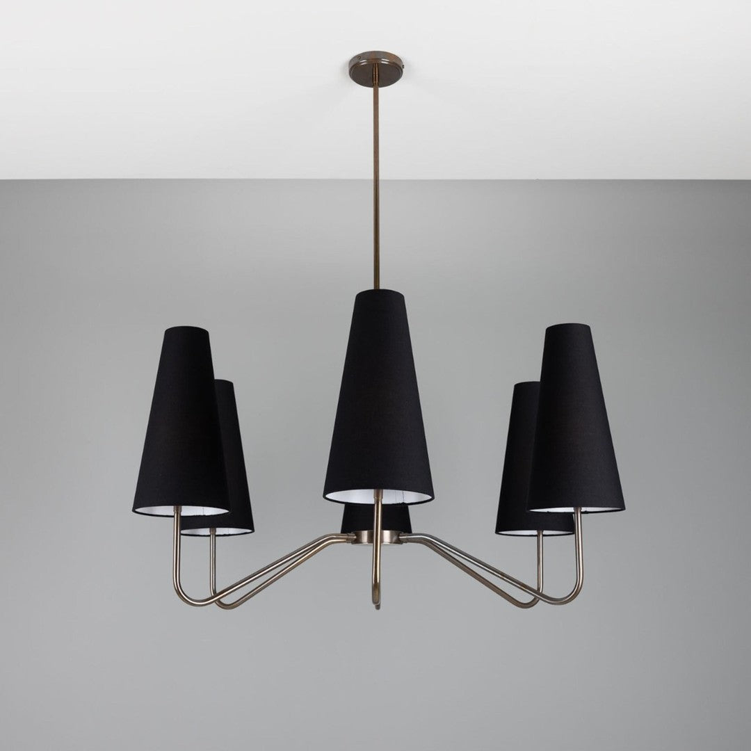 Para Modern Brass Chandelier With Fabric Shades