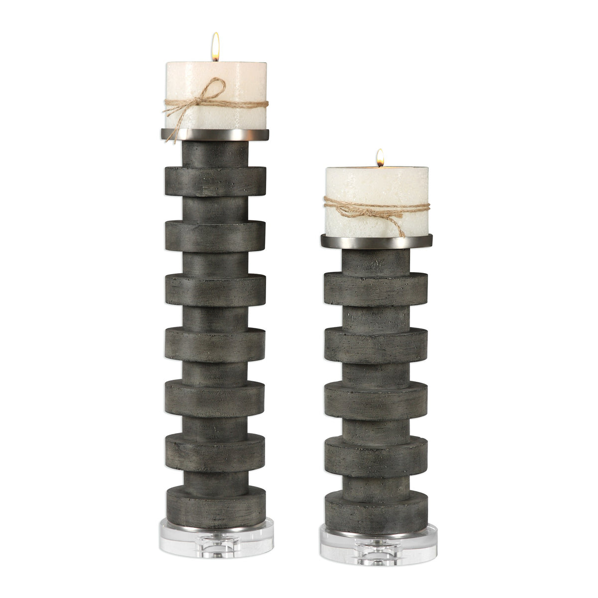 Karun Concrete Candleholders – Set of 2