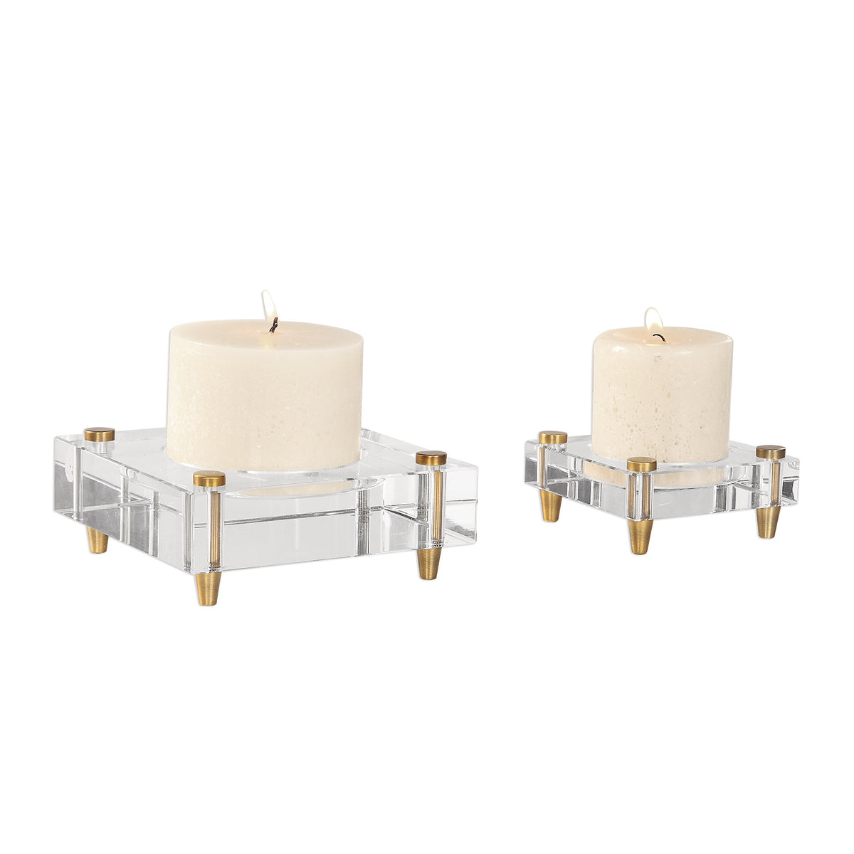 Claire Crystal Block Candleholders – Set of 2
