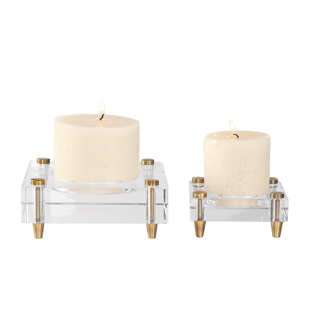 Claire Crystal Block Candleholders – Set of 2