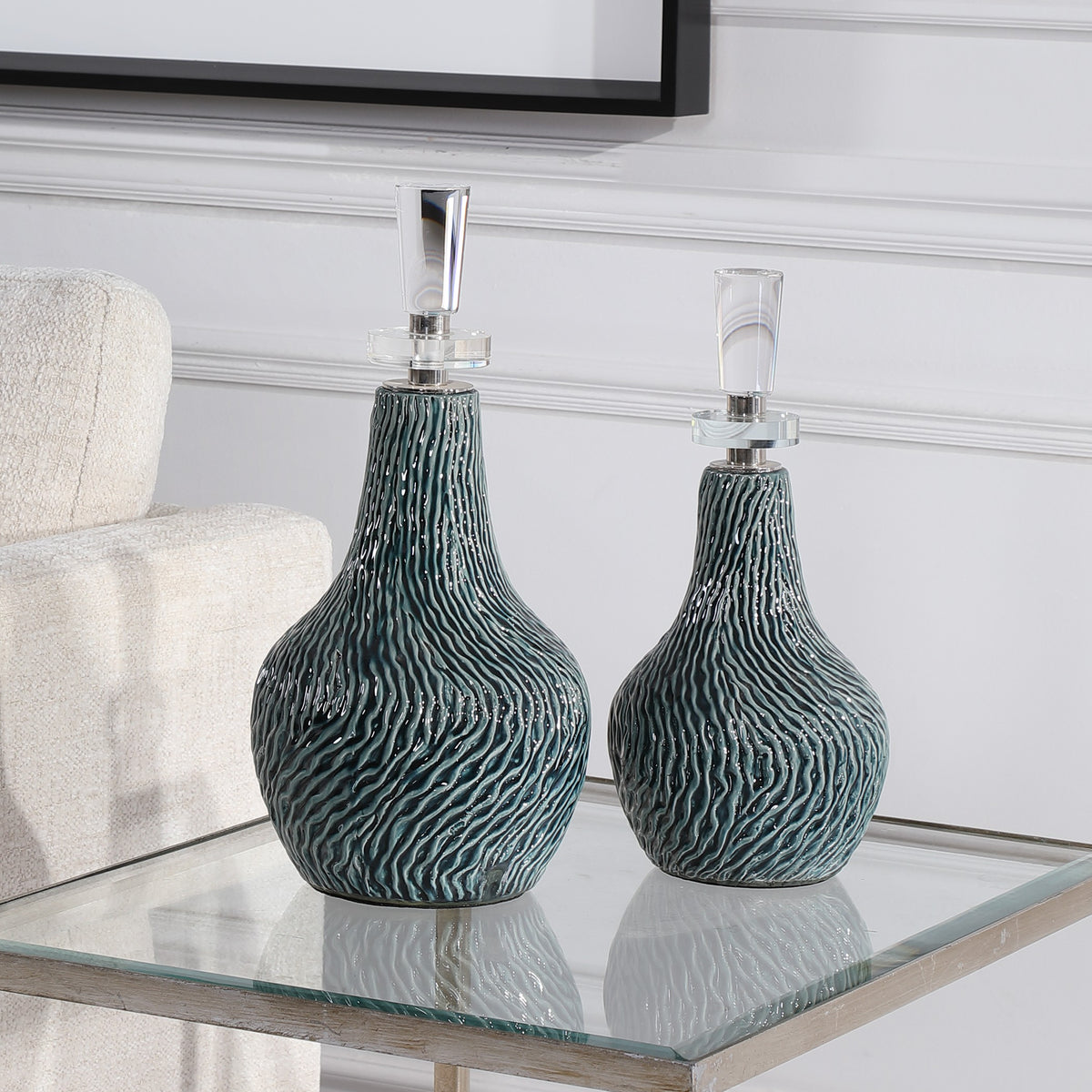 Almera Dark Teal Bottles – Set of 2