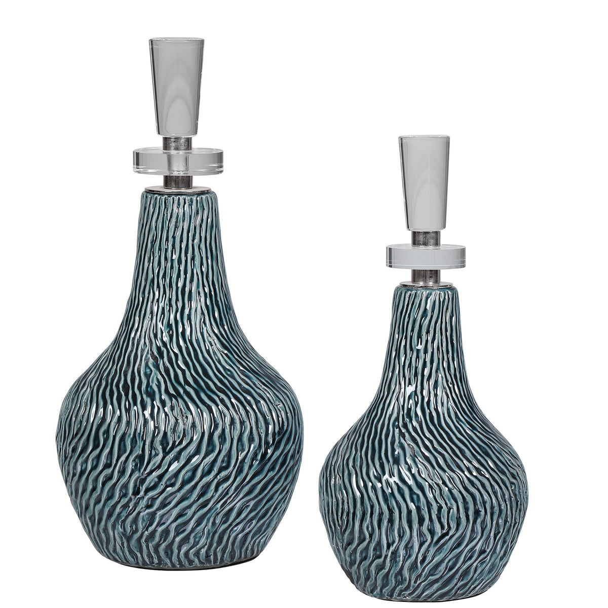 Almera Dark Teal Bottles – Set of 2