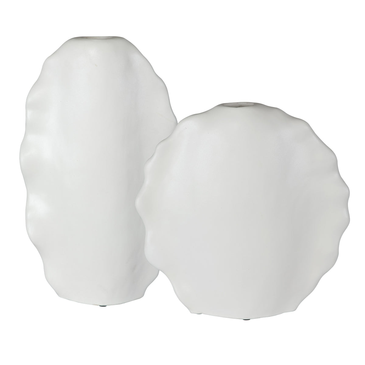 Ruffled Feathers Modern Indoor-Outdoor White Vases – Set of 2