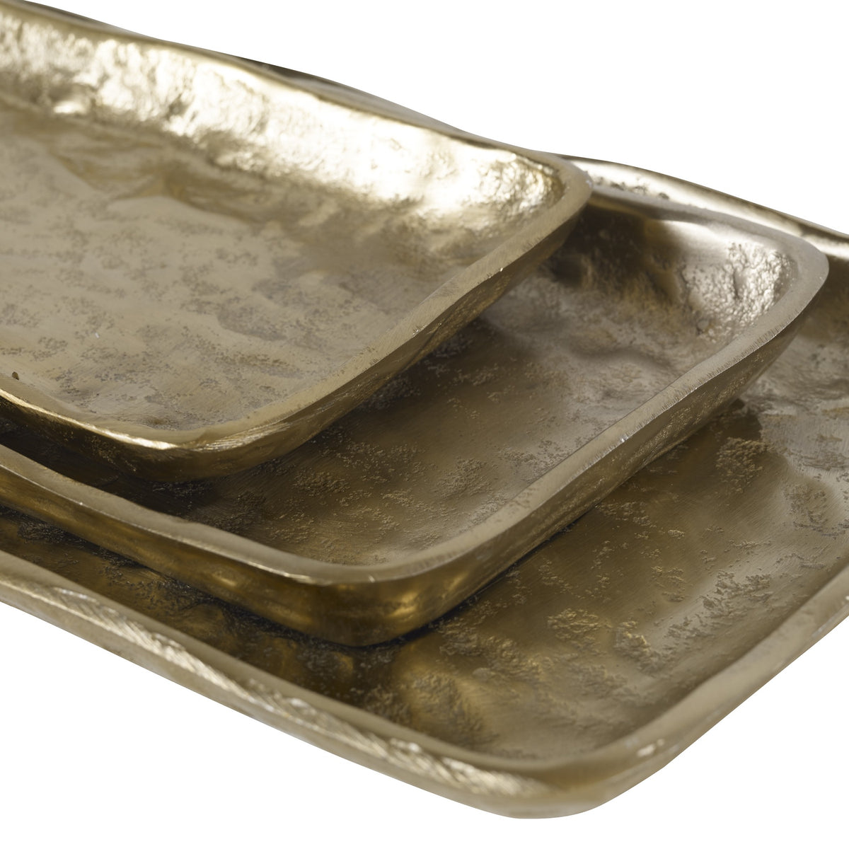 Artisan Antique Gold Trays – Set of 3