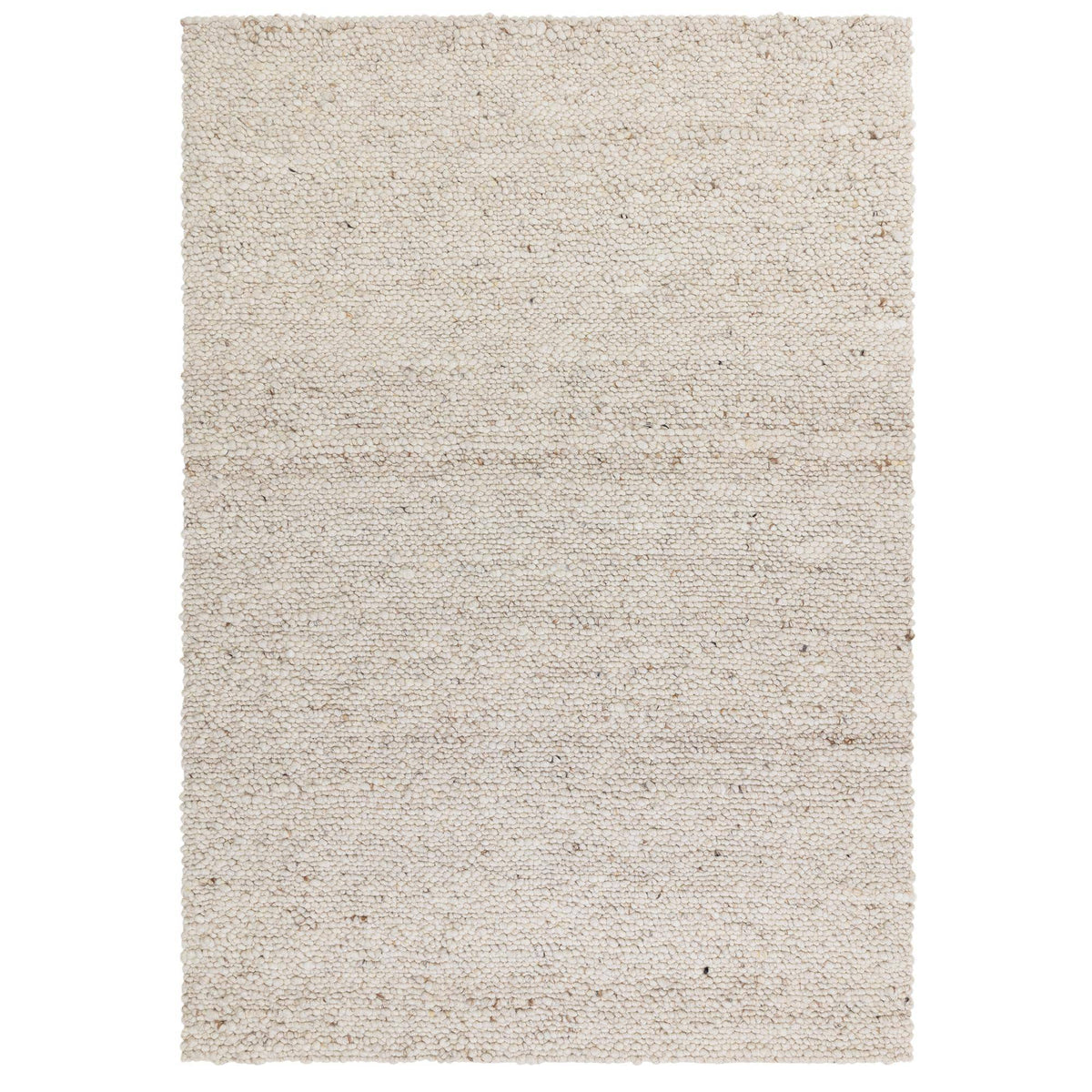 Adler Ivory rug in chunky bouclé wool texture on white background