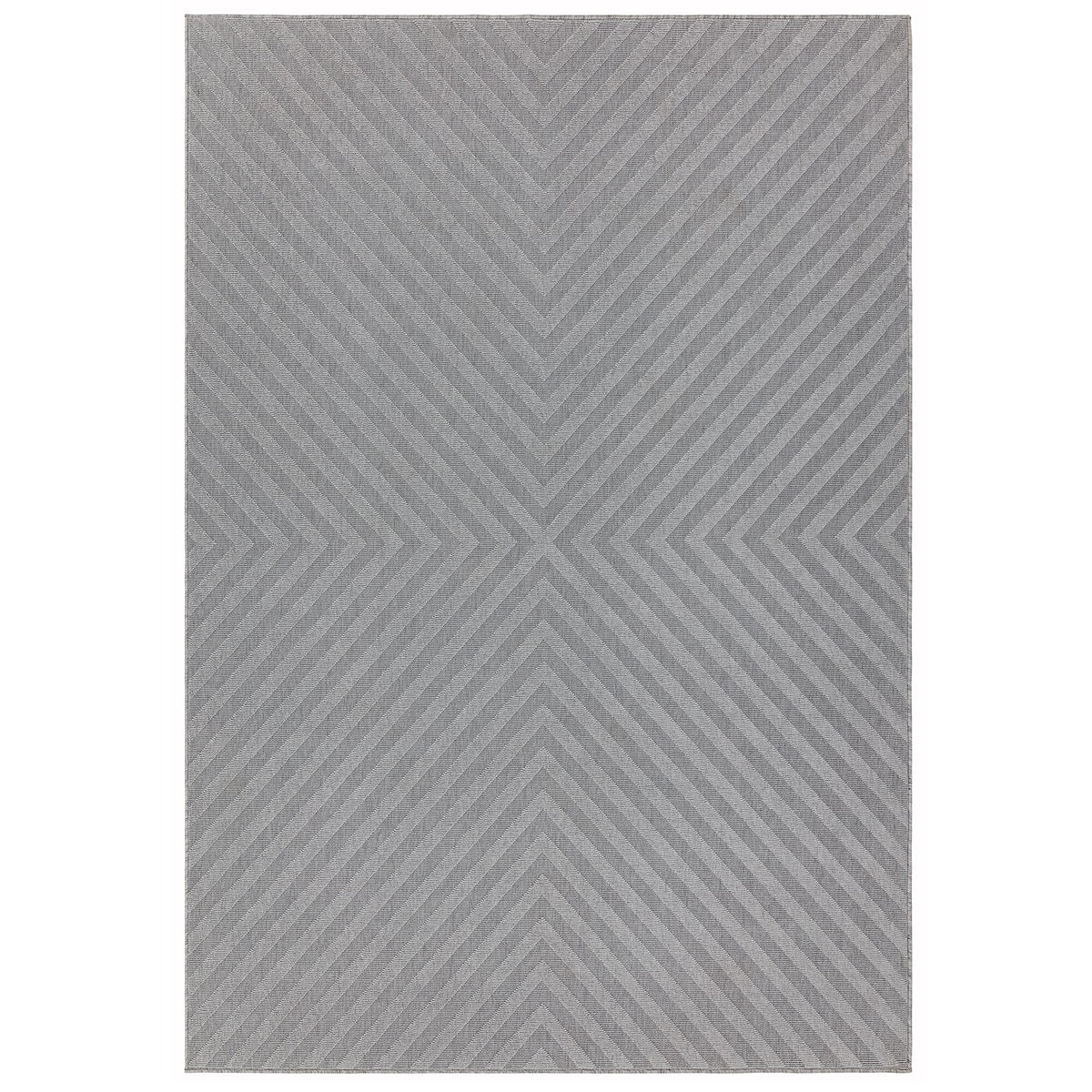 Antibes Light Grey Arrow indoor/outdoor rug on a white background