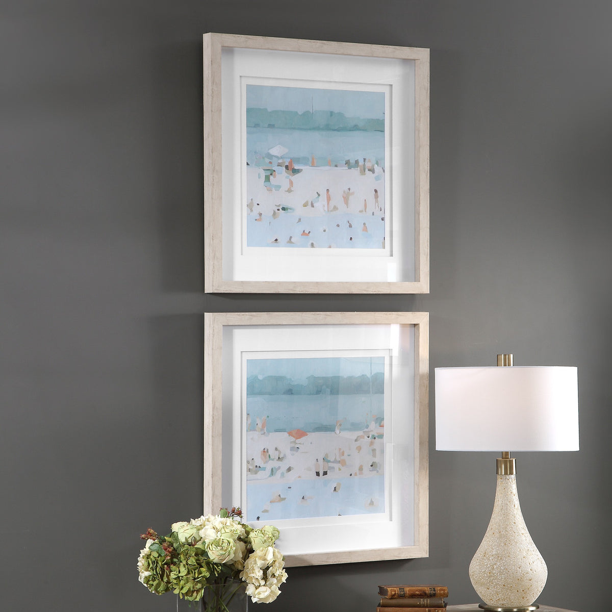 Sea Glass Sandbar Framed Prints – Set of 2