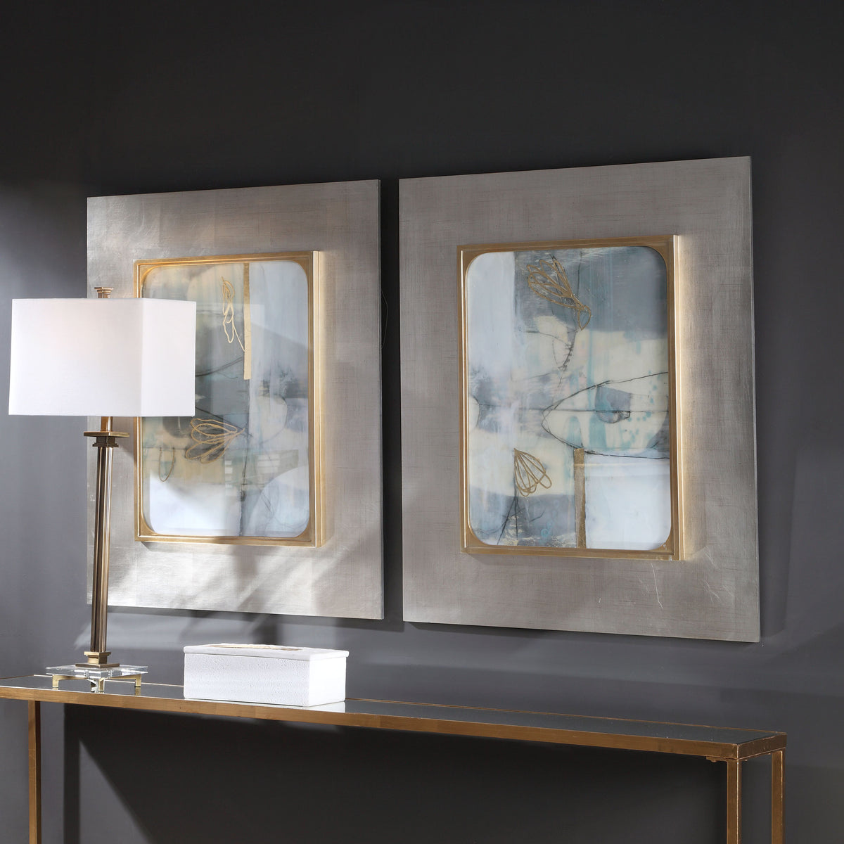 Gilded Whimsy Abstract Prints – Set of 2