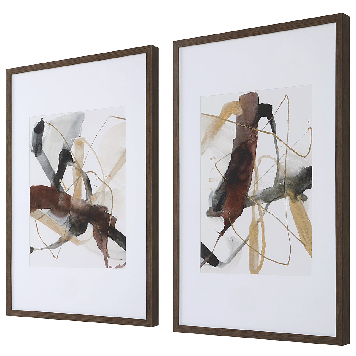Burgundy Interjection Abstract Prints – Set of 2