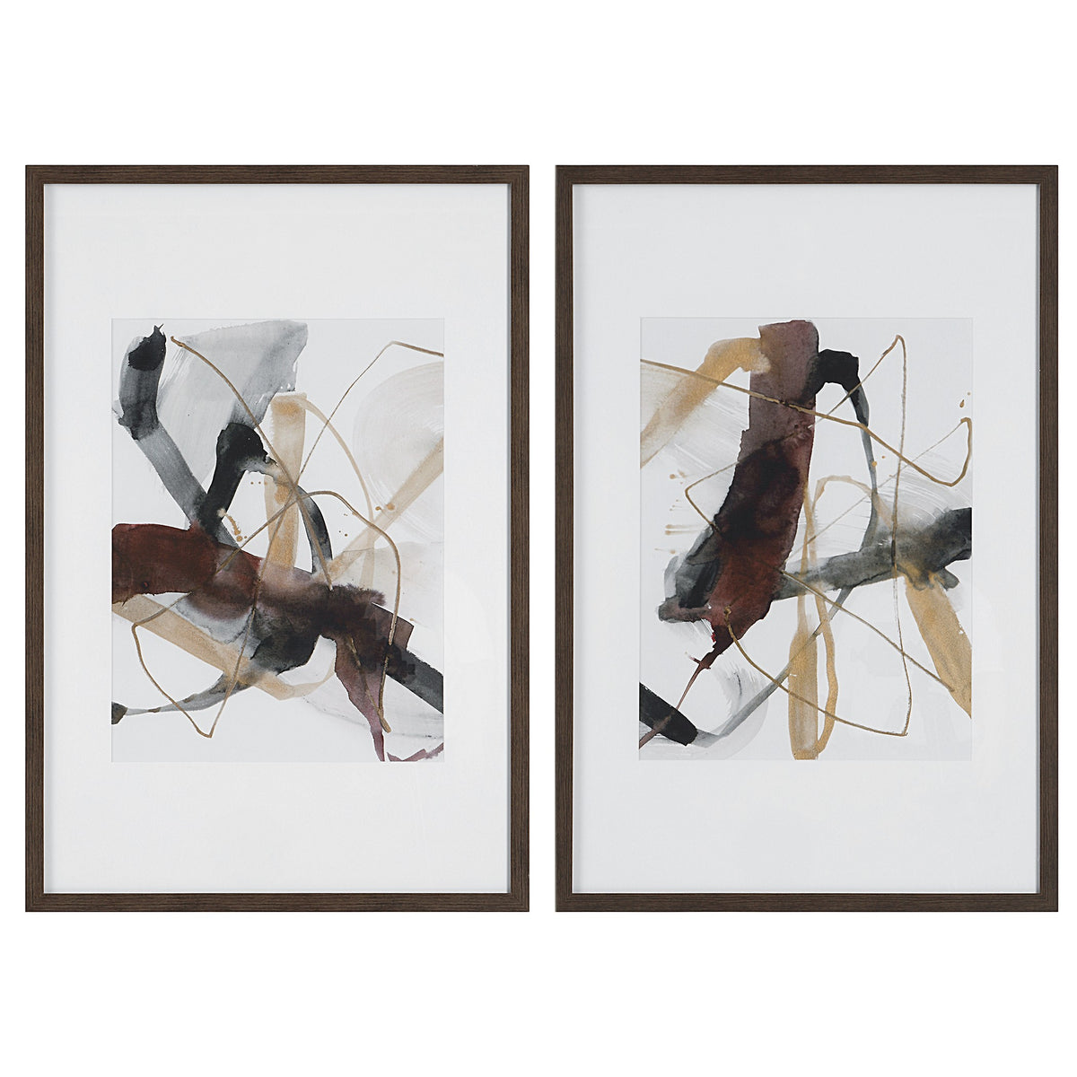 Burgundy Interjection Abstract Prints – Set of 2