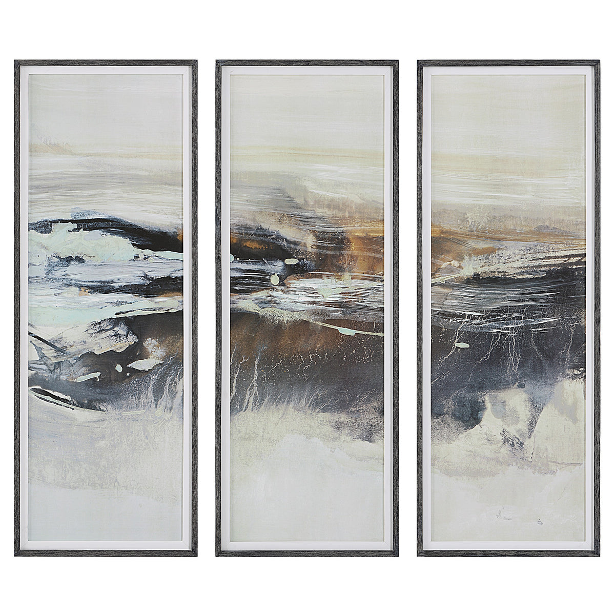Graphite Horizon Framed Prints – Set of 3