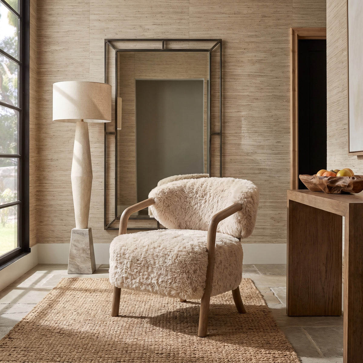 Cotswold Lion Accent Chair – Faux Sheepskin