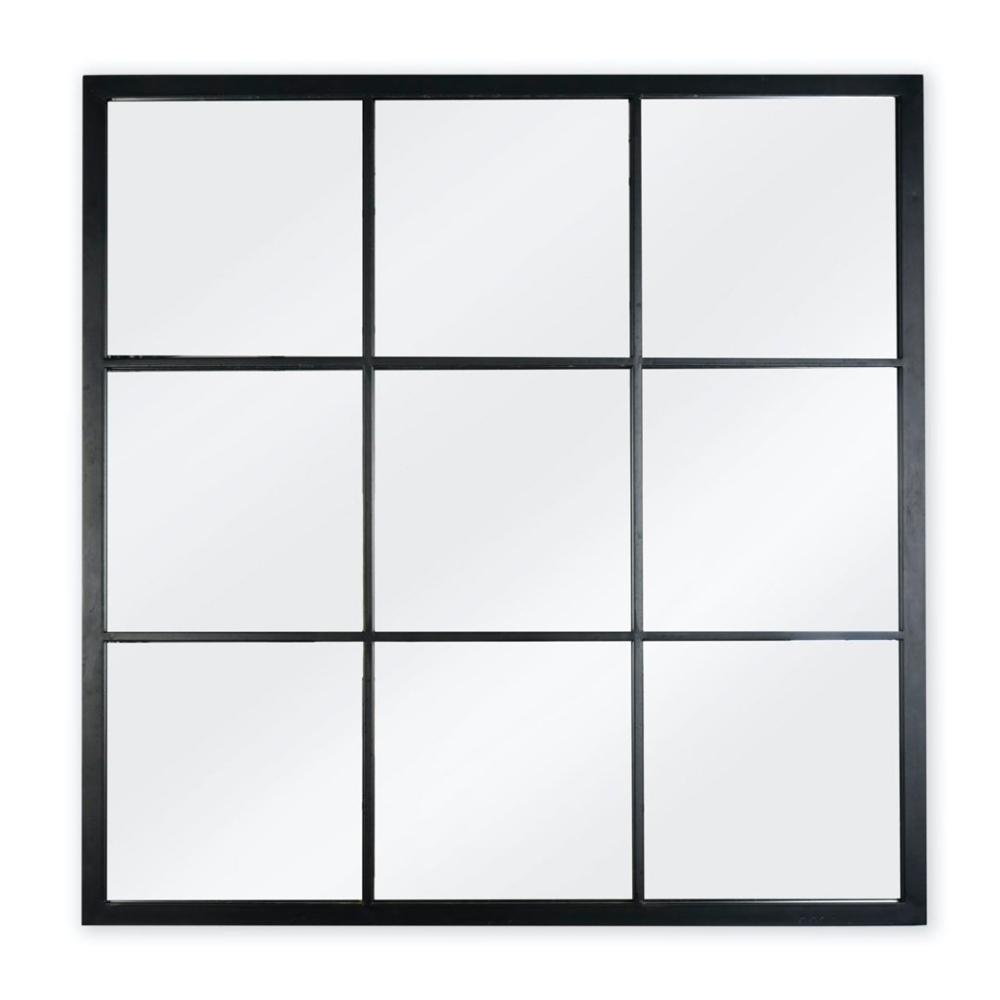 Black Square Window Pane Outdoor Mirror