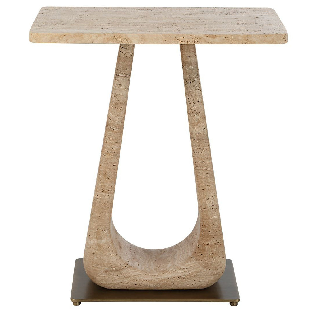 About Turn Side Table – Travertine