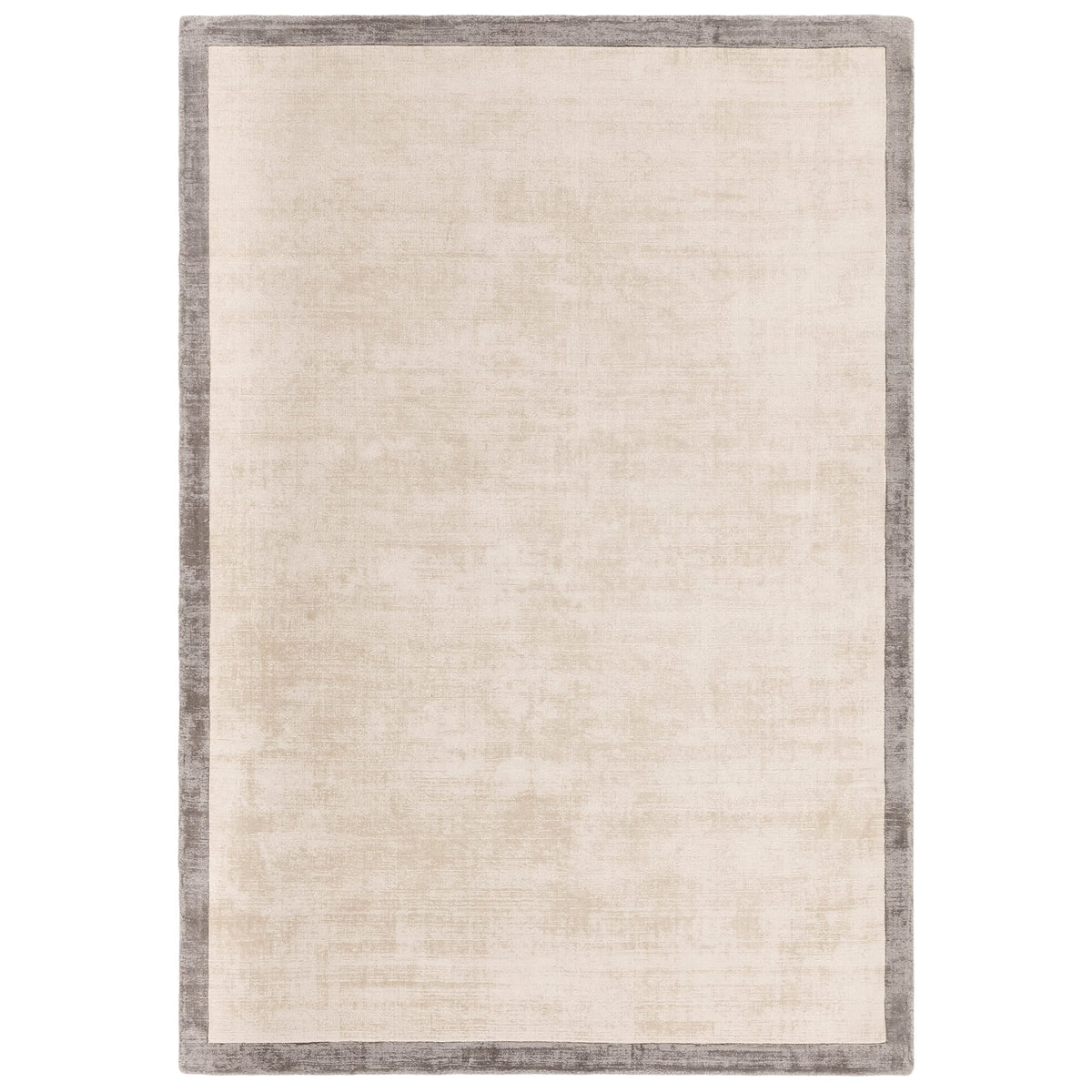 Blade Border Putty and Silver rug, hand-woven dual-tone design with complementing border, white background