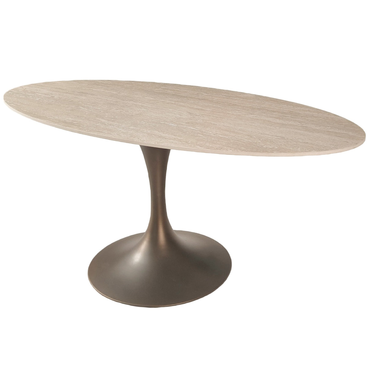 Sutton Oval Dining Table – Travertine Ceramic