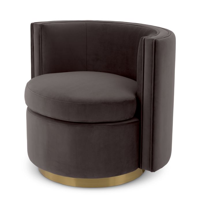 Eichholtz Amanda Swivel Chair in Savona grey velvet