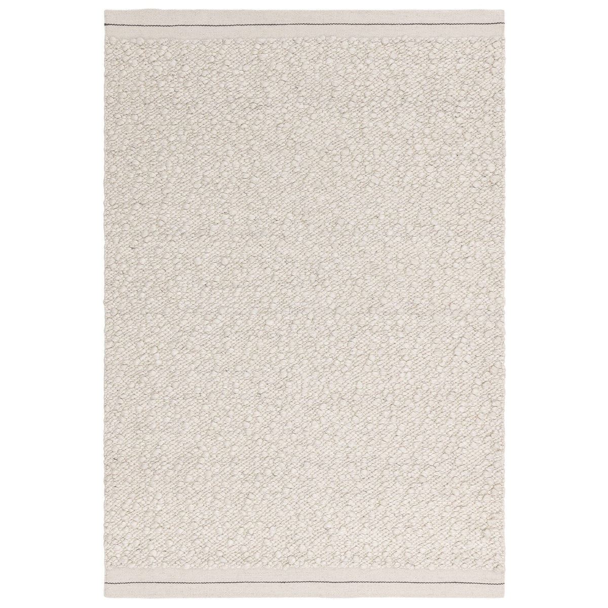 Elm Ivory boucle rug shown on a white background, full view