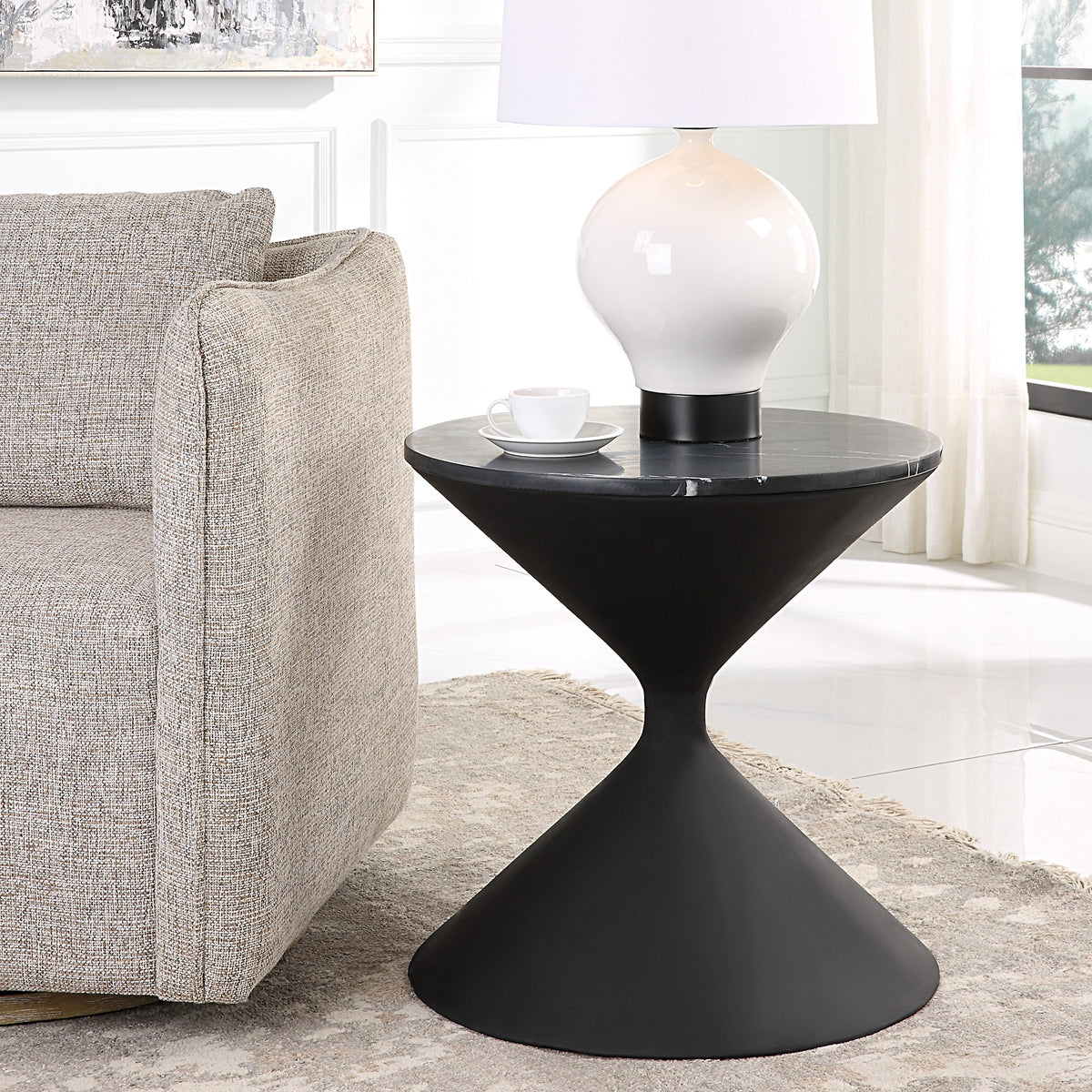 Time's Up Hourglass Side Table