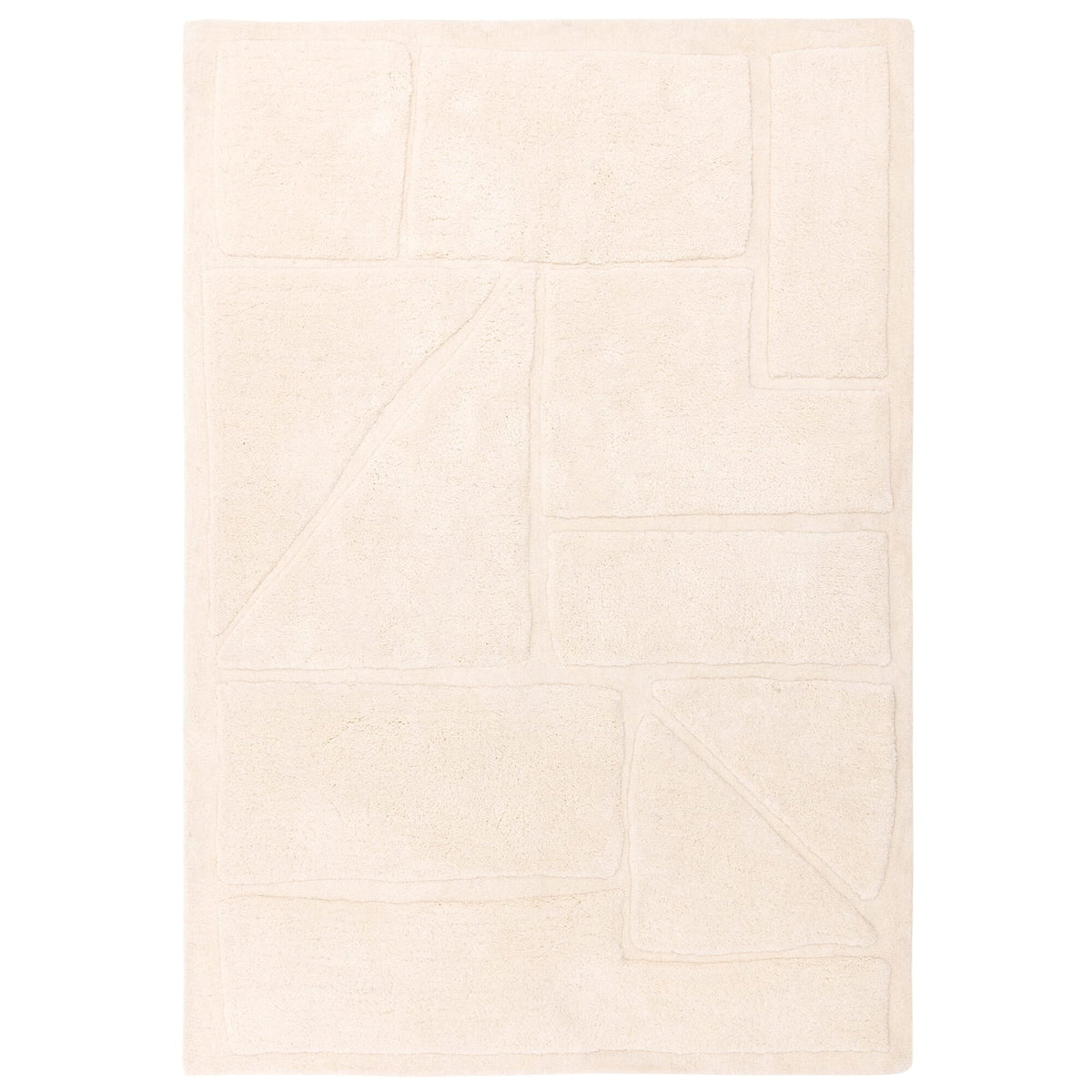 Horizon Ivory rug shown from above on a white background, highlighting its abstract high-low pile pattern