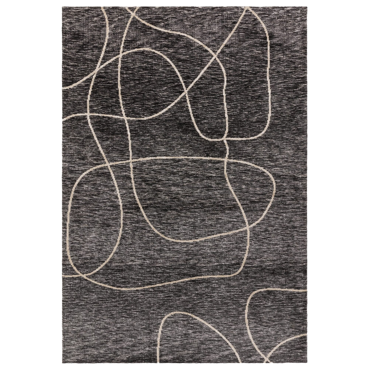Mason Linear knitted rug in neutral abstract Ikat design, white background