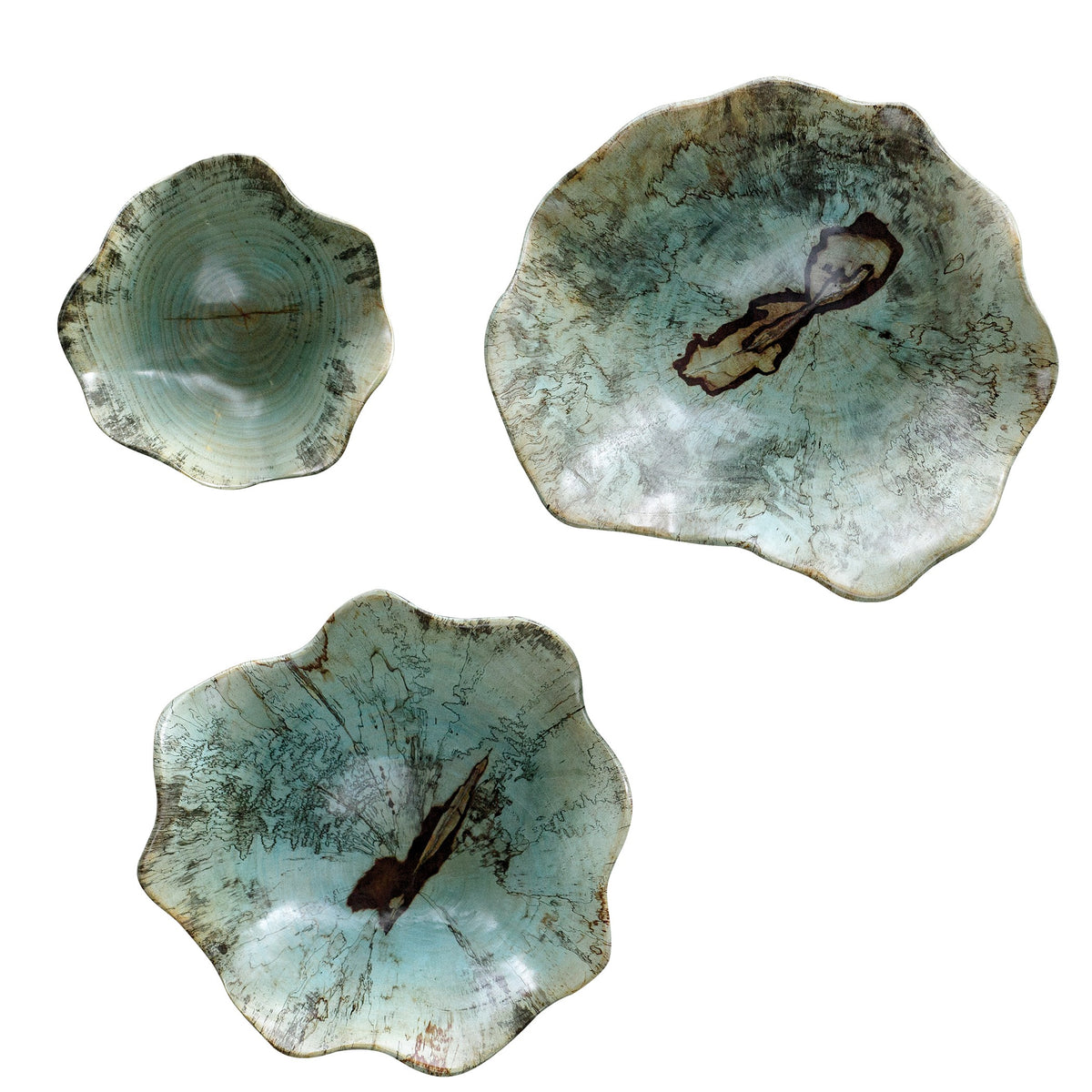 Teo Wall-Mounted Wooden Bowls – Set of 3, Blue
