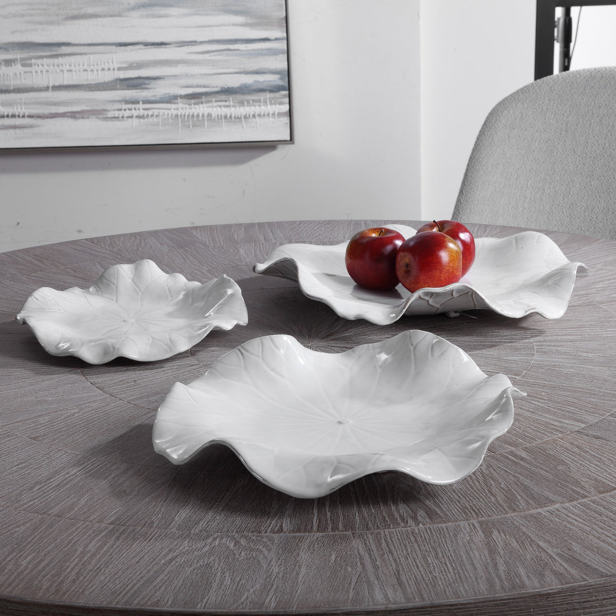 Abella Ceramic Wall-Mounted Bowls – White, Set of 3