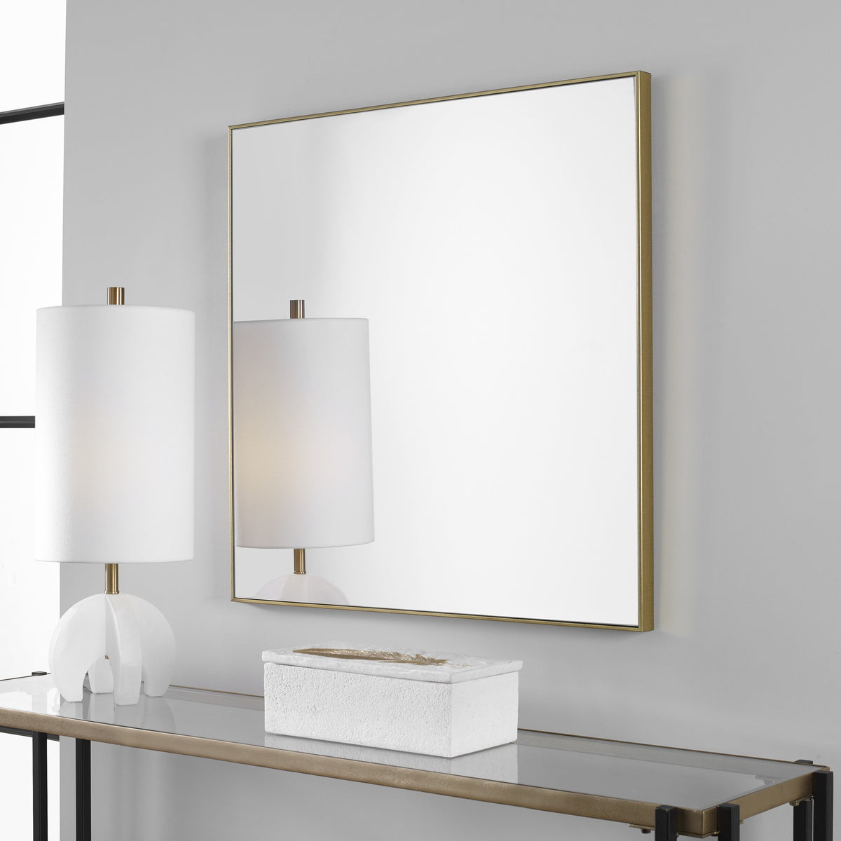 Alexo Square Mirror – Brushed Gold