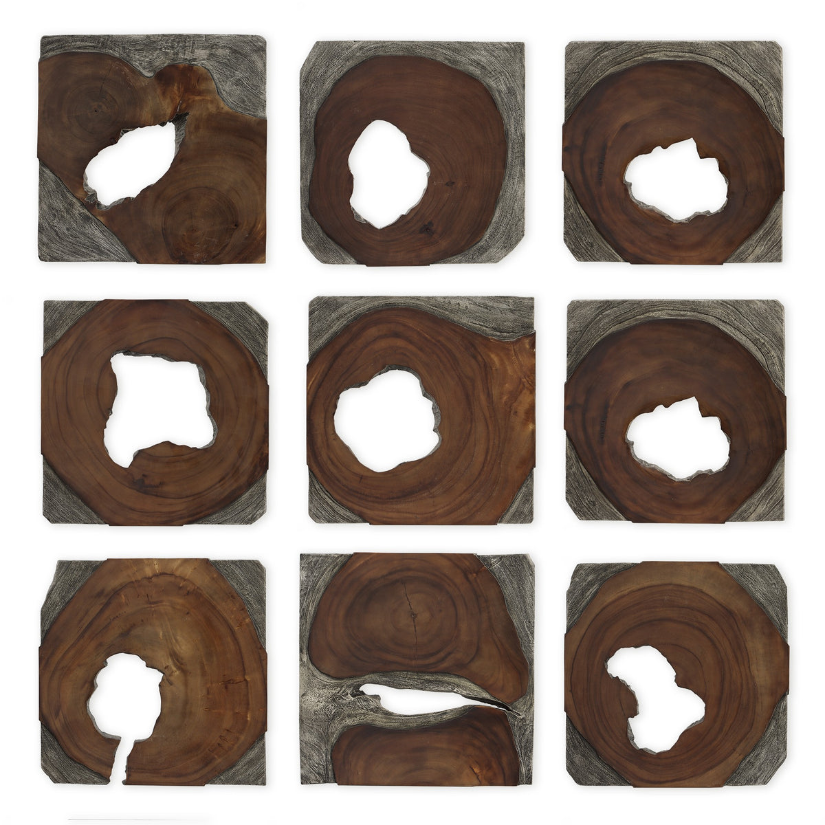Jungle Wood Paneled Wall Art – Set of 9