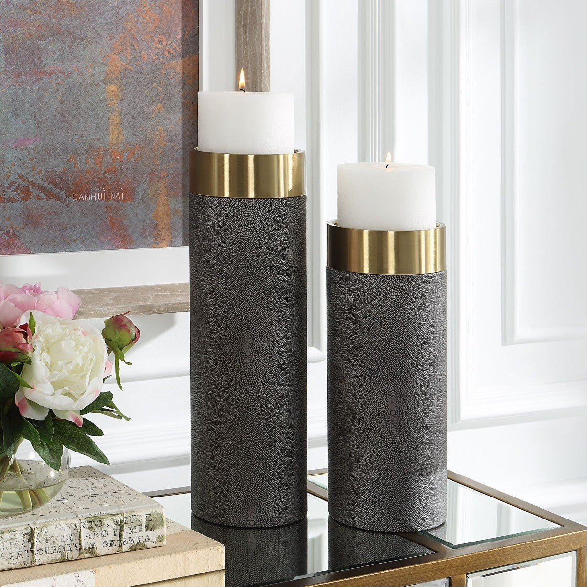 Wessex Grey Candleholders – Set of 2
