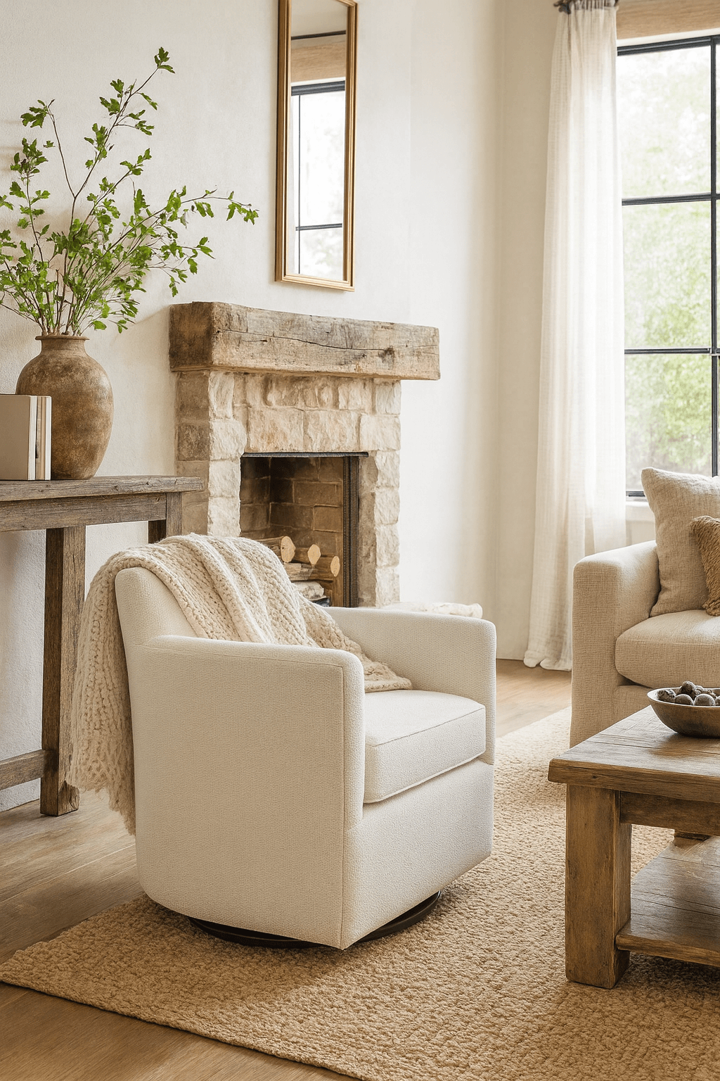Paxford Swivel Chair – Off-White