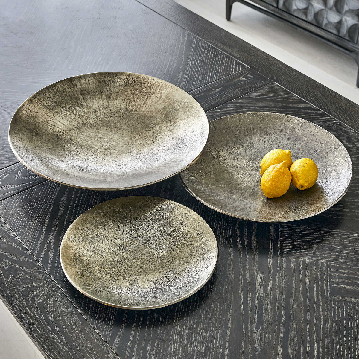 Aitana Wall-Mounted Bowls – Silver, Set of 3