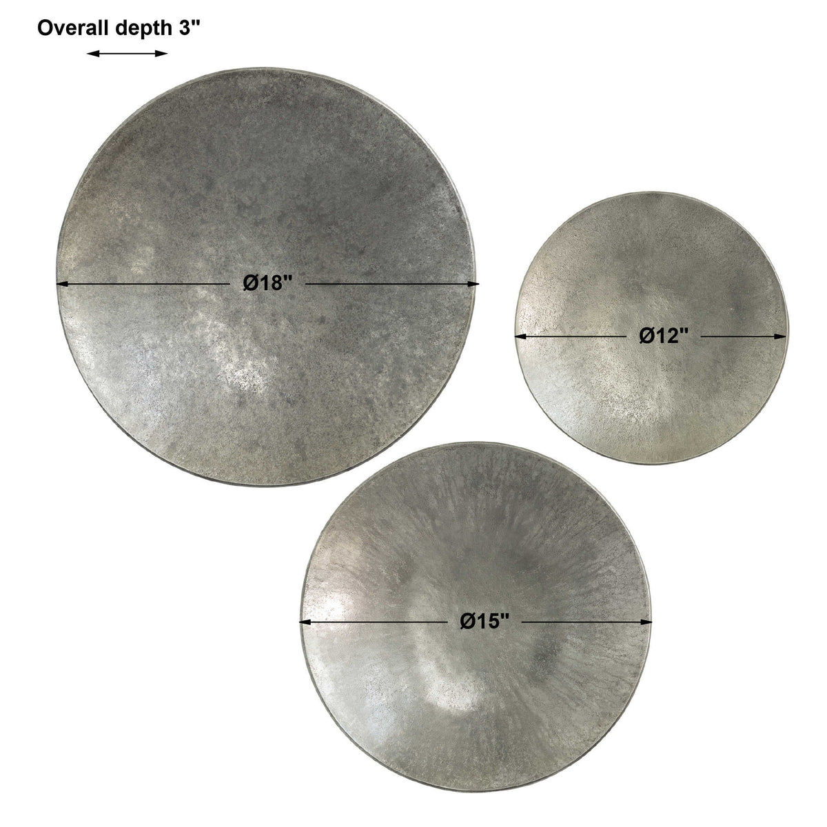 Aitana Wall-Mounted Bowls – Silver, Set of 3