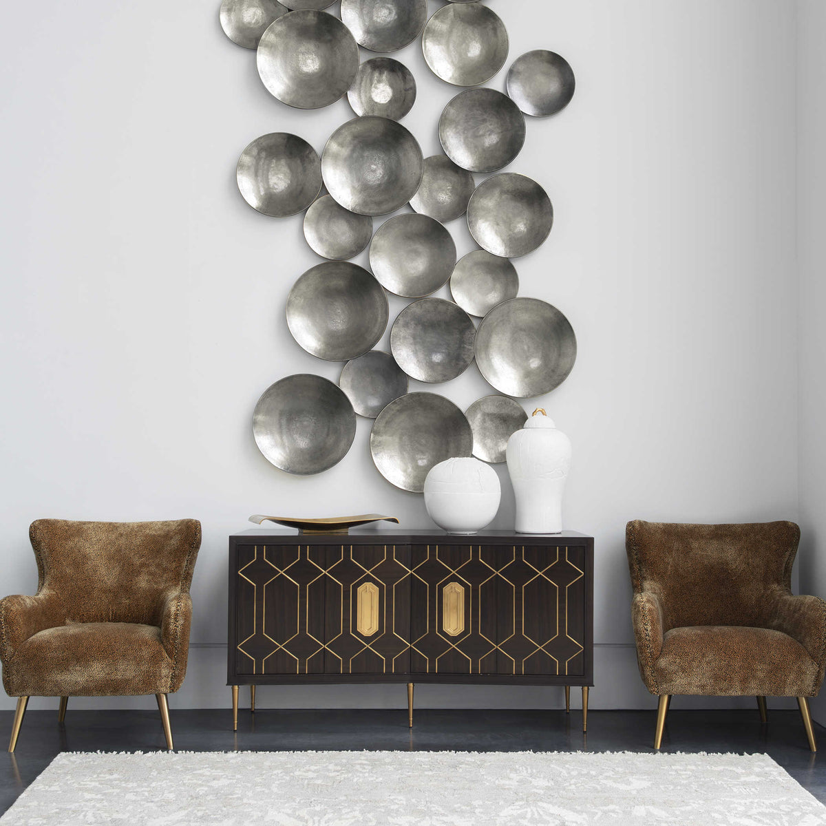 Aitana Wall-Mounted Bowls – Silver, Set of 3