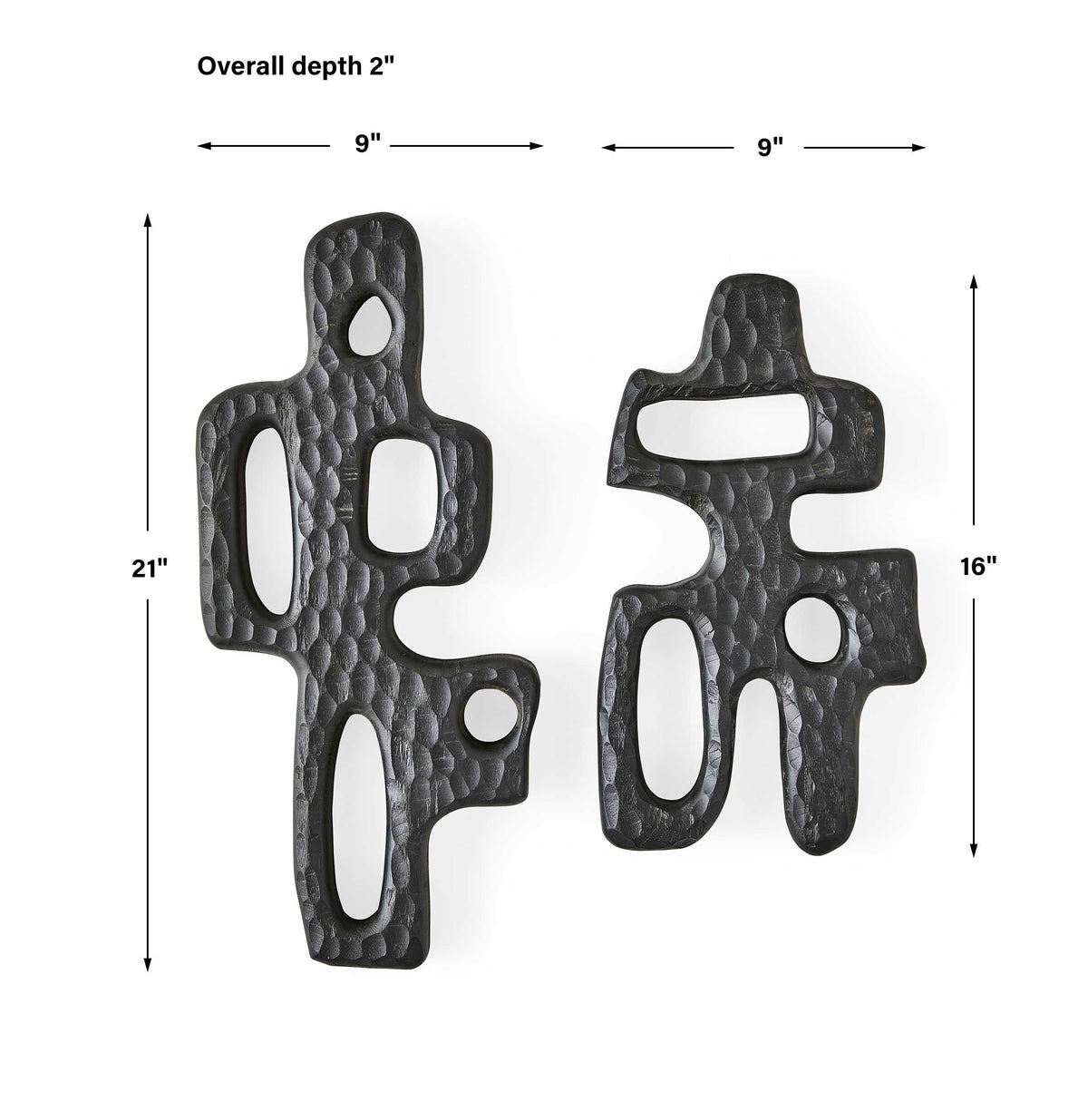 Chiseled Silhouette Wall Sculptures – Set of 2