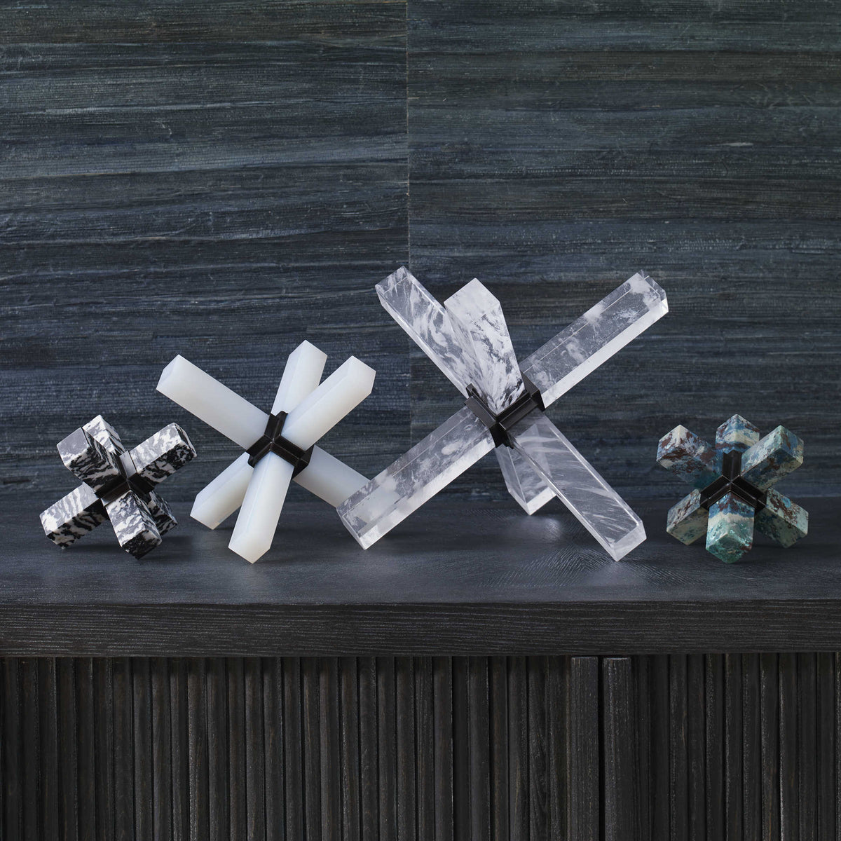 Double Cross Sculpture – Faux Quartz Crystal