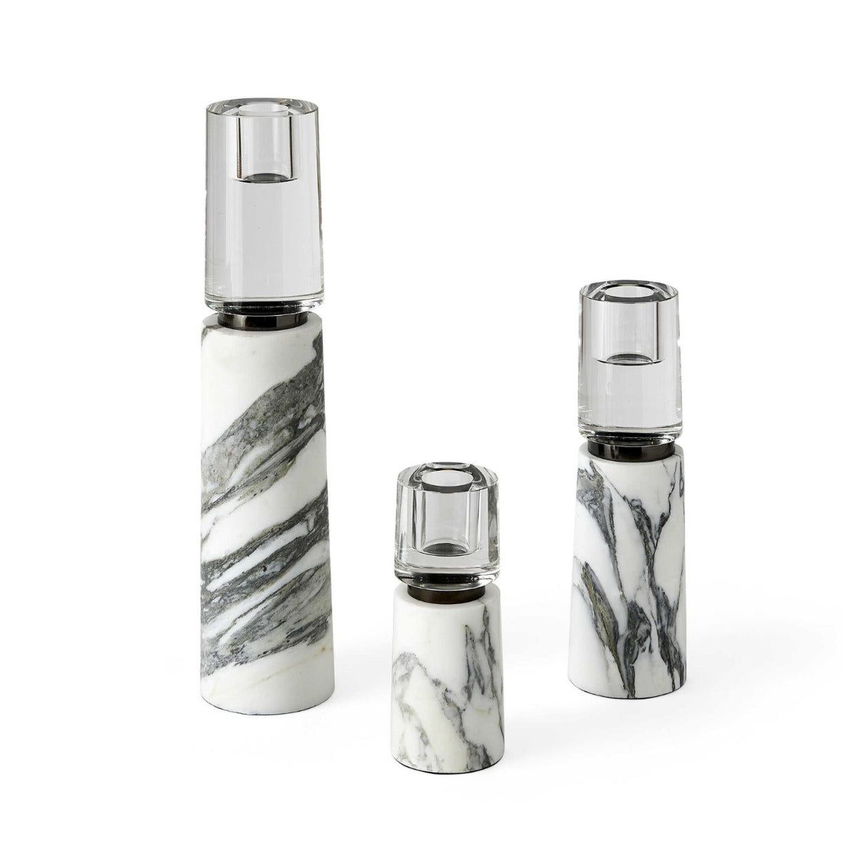 Optic Candleholders – Marble, Set of 3