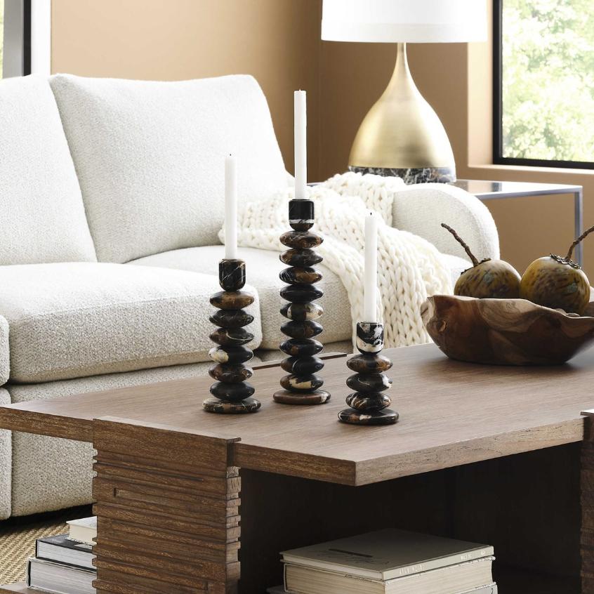 Washed Stones Candleholders – Set of 3