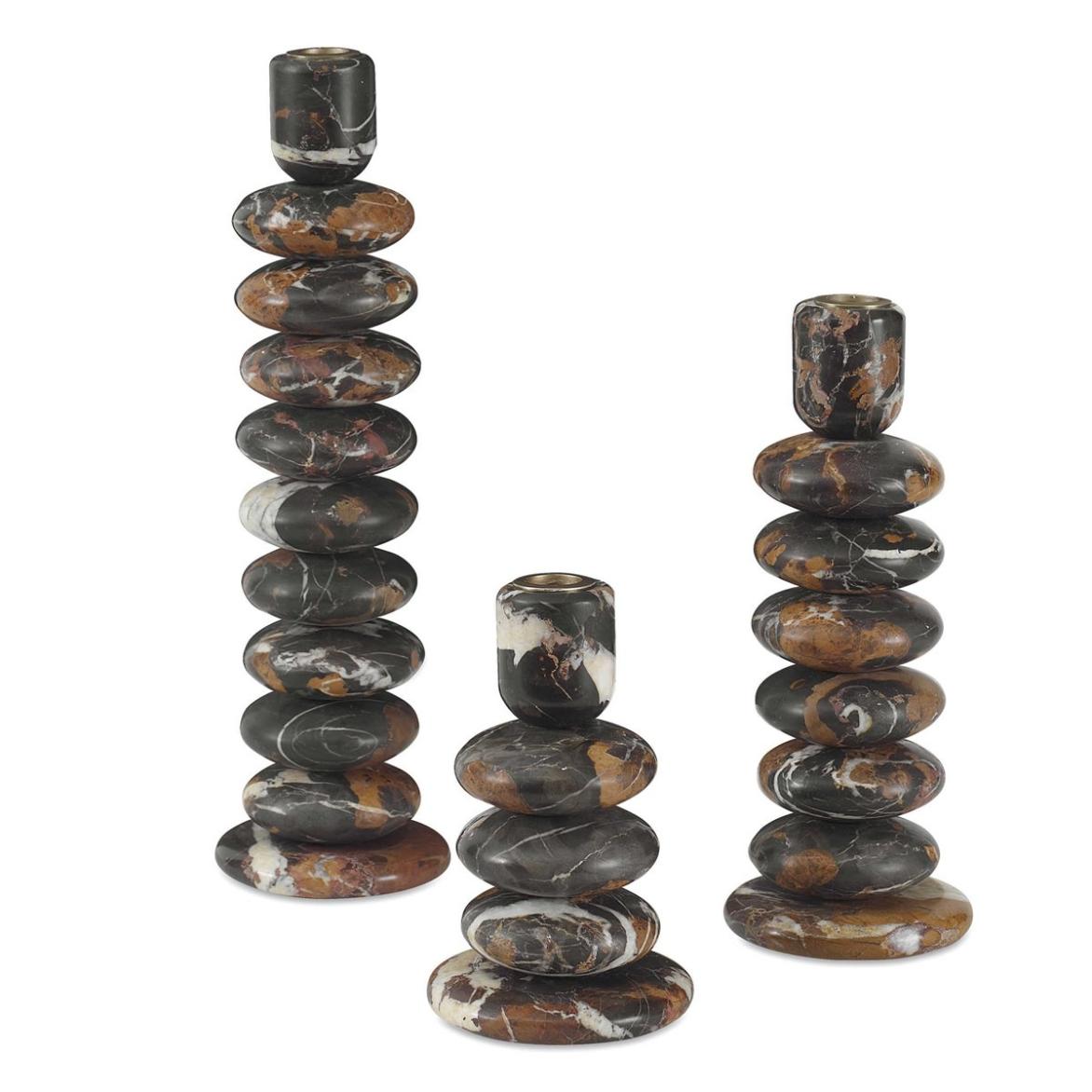 Washed Stones Candleholders – Set of 3