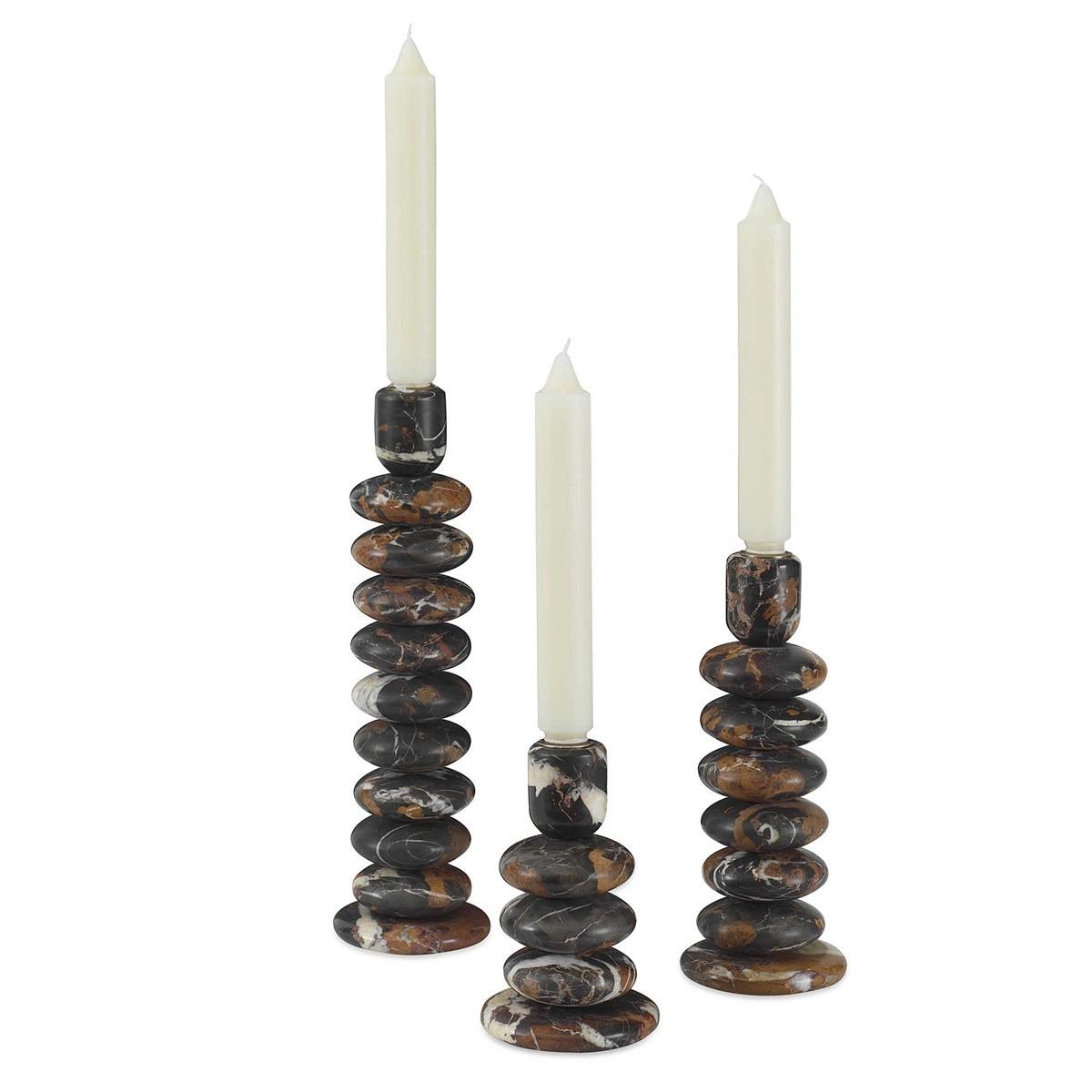 Washed Stones Candleholders – Set of 3