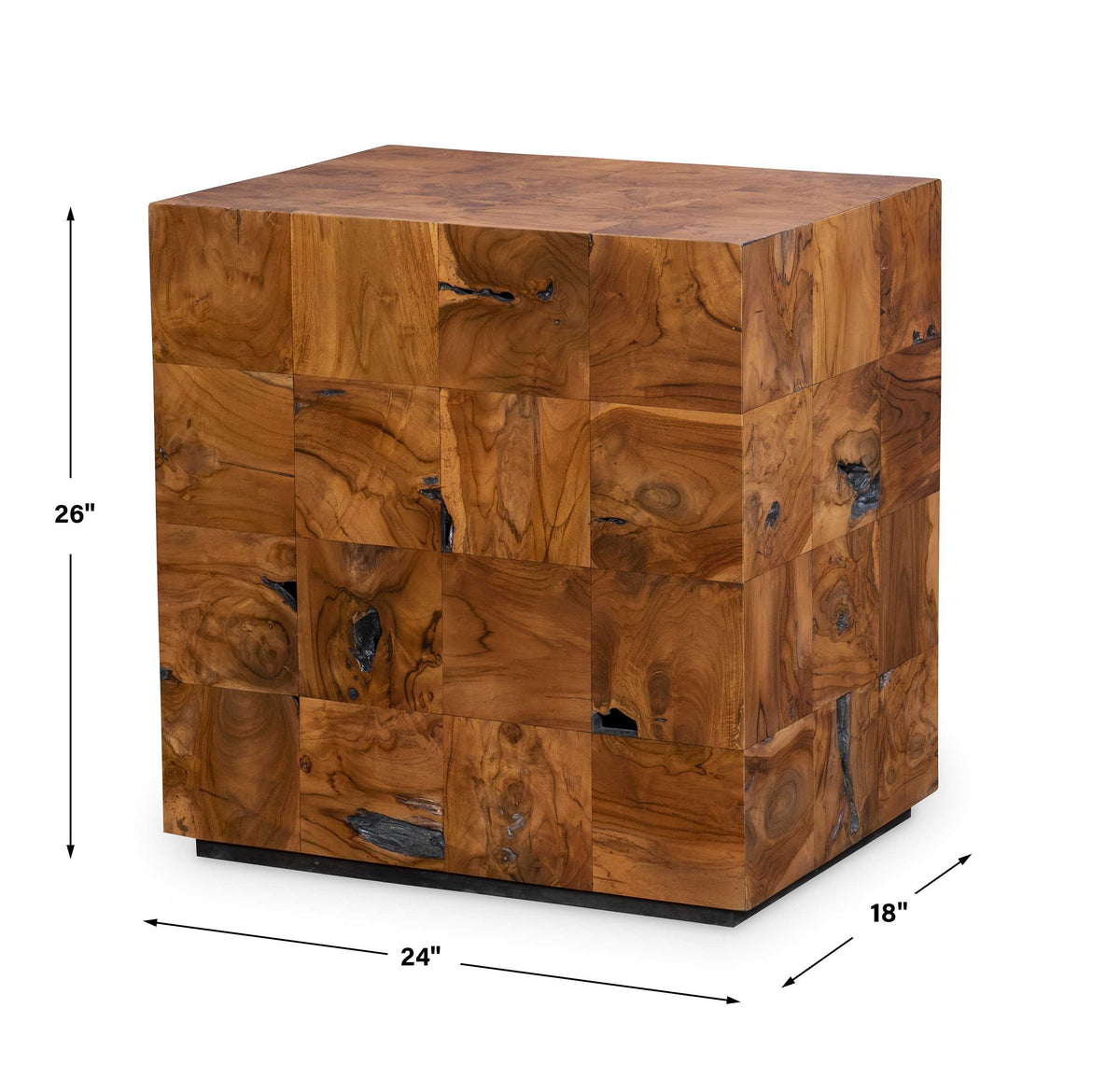 Teak Tac Toe End Table – Caramel