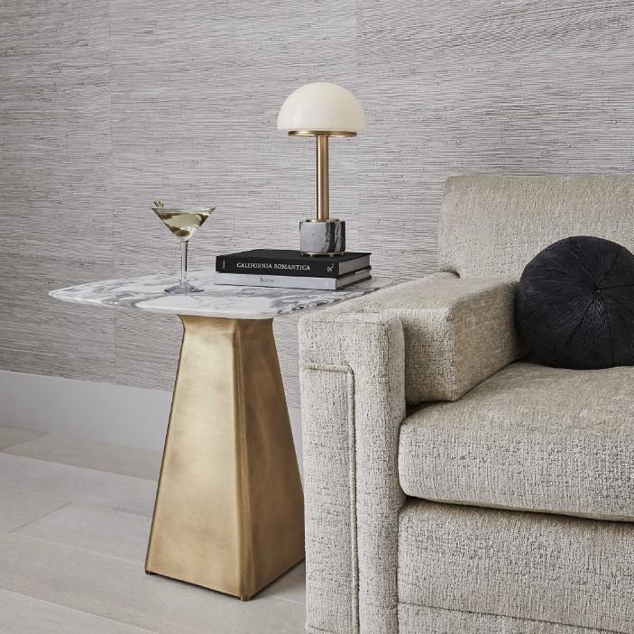 Equilateral Side Table – Arabescato and Brass