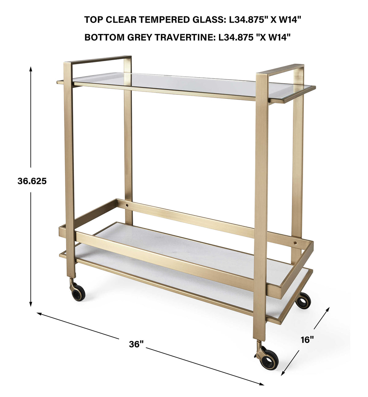 Roll Along Bar Cart – Brass
