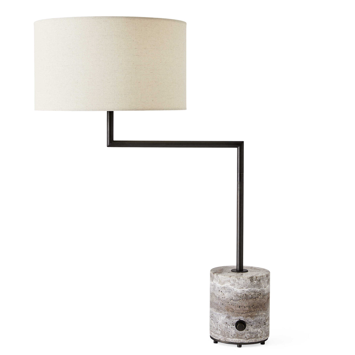 Pivot Table Lamp – Travertine and Bronze
