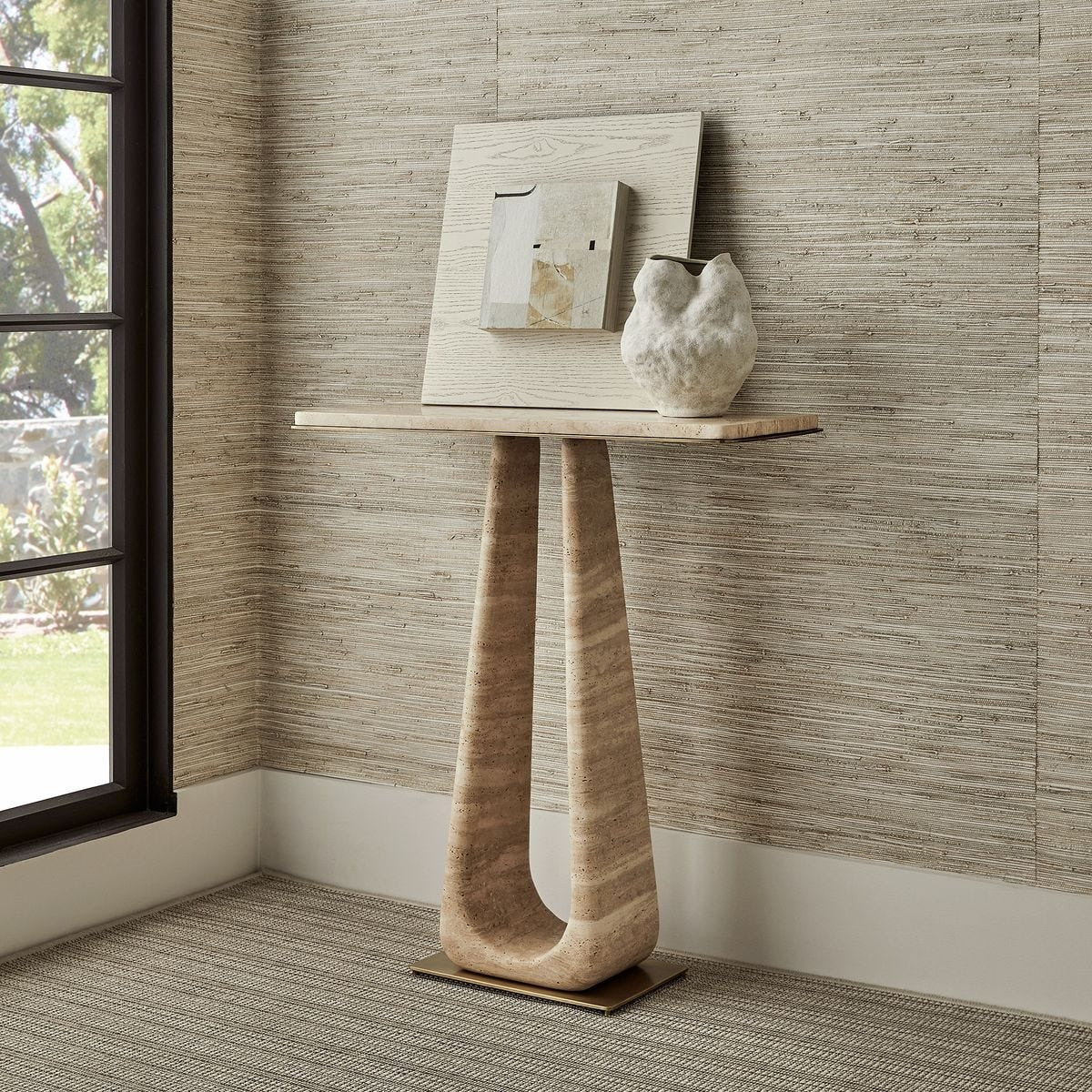 About Turn Console Table – Travertine