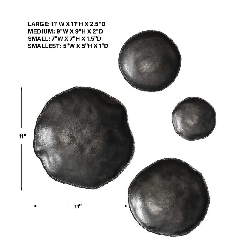 Lucky Coins Wall Bowls – Antiqued Nickel, Set of 4