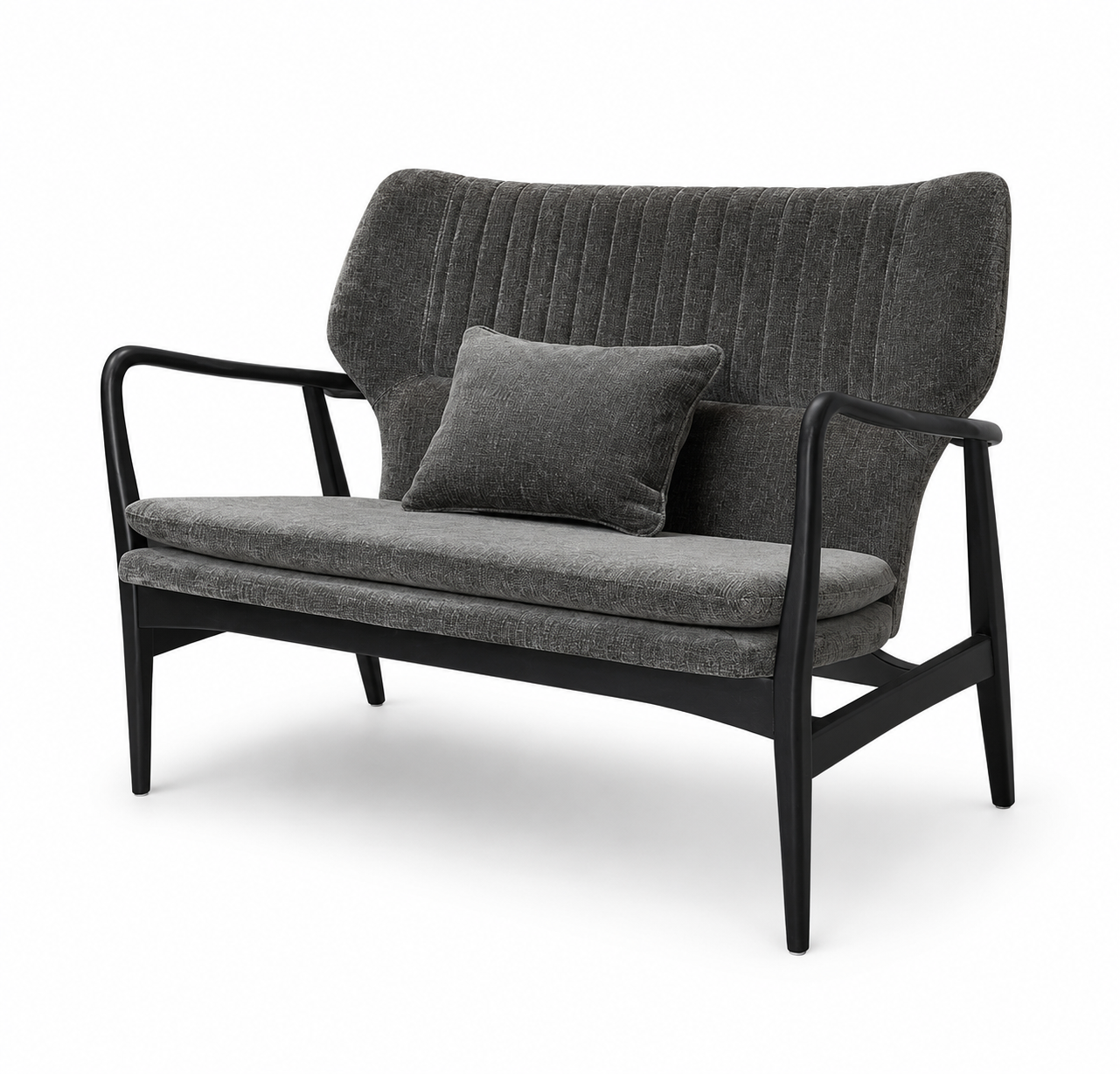 Oakham 2 Seater Sofa in painted black and mouse — front view