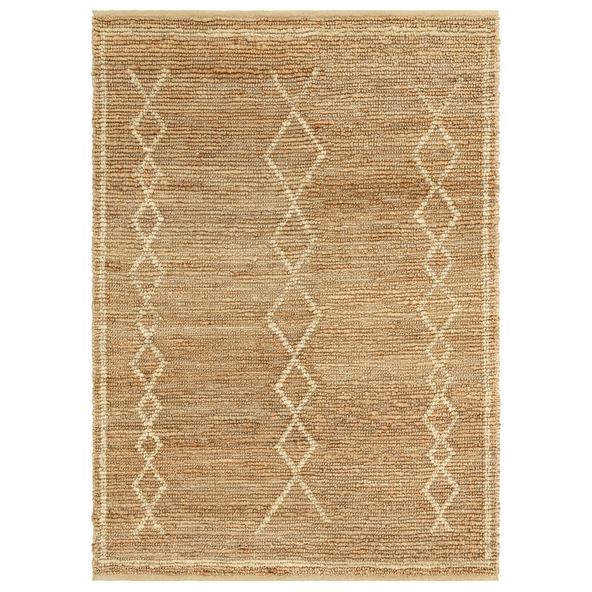 Souk Natural jute rug with Berber-inspired pattern on white background