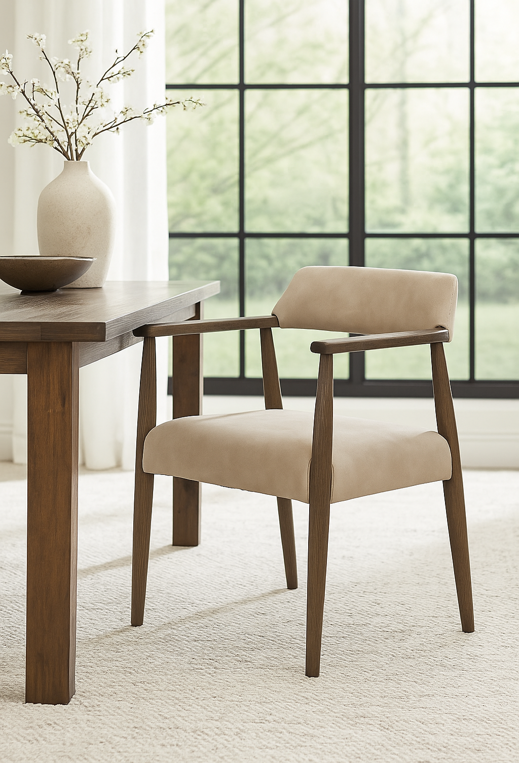 Stonehouse Taupe Italian Leather Dining Chair