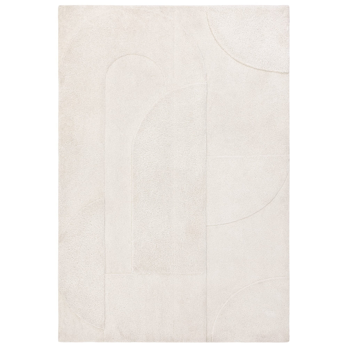 Tova Ivory carved geometric rug on white background
